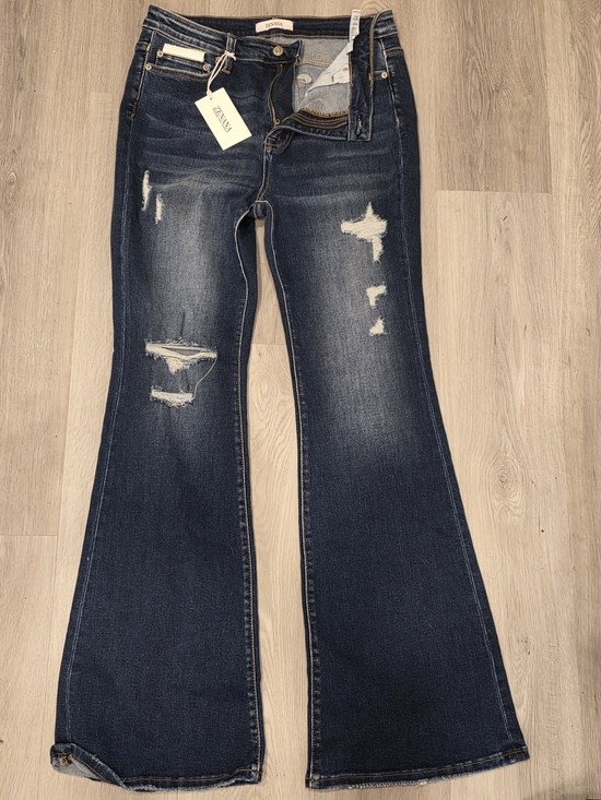 Zenana Signature Denim - Zenana Dark Blue Distressed Flare Jeans